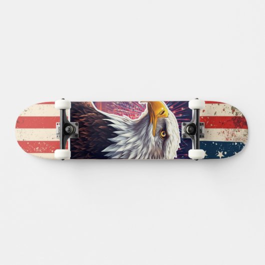 Patriotic Bald Eagle American Flag Skateboard Deck (Horizontaal)