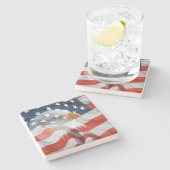 Patriotic Bald Eagle American Flag Stenen Onderzetter (Zijkant)