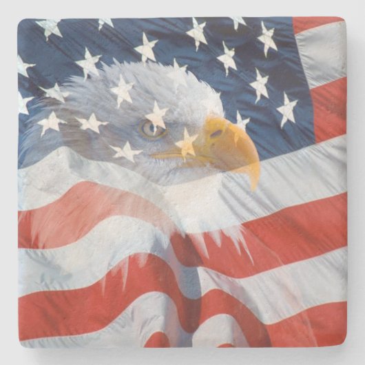 Patriotic Bald Eagle American Flag Stenen Onderzetter (Voorkant)