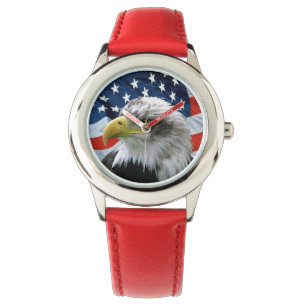 Patriotic Bald Eagle American Flag Watch Horloge