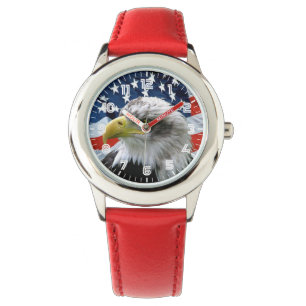Patriotic Bald Eagle American Flag Watch Horloge