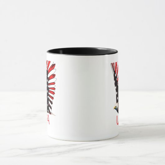 Patriotic Bald Eagle Flying Design Mok (Midden)