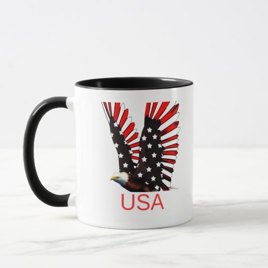 Patriotic Bald Eagle Flying Design Mok (Links)