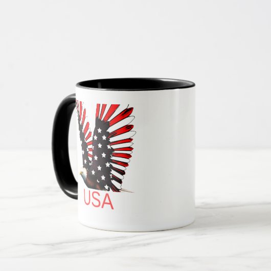 Patriotic Bald Eagle Flying Design Mok (Voorkant links)