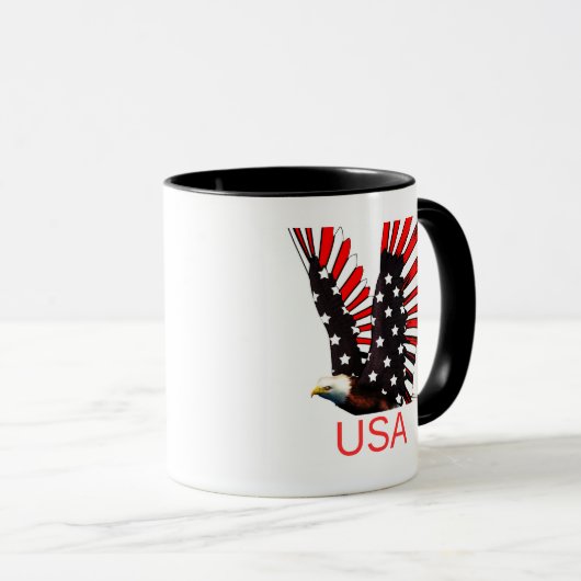 Patriotic Bald Eagle Flying Design Mok (Voorkant rechts)