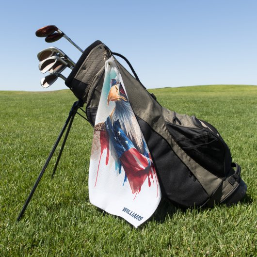 Patriotic Bald Eagle Golfhanddoek (Groen)
