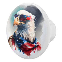 Patriotic Bald Eagle Keramische Knop
