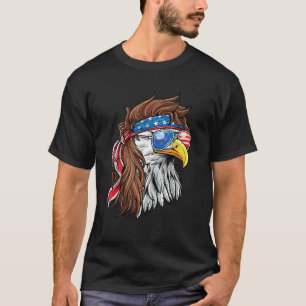 Patriotic Bald Eagle Mullet USA American Flag 4th T-shirt