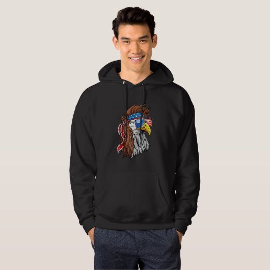 Patriotic Bald Eagle Mullet Verenigde Staten Ameri Hoodie (Voorkant volledig)