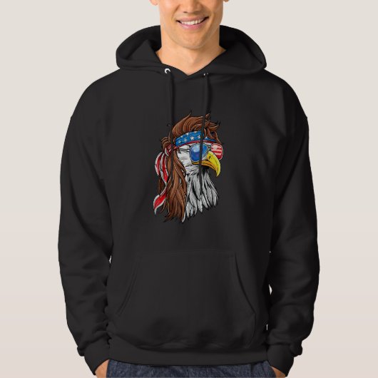 Patriotic Bald Eagle Mullet Verenigde Staten Ameri Hoodie (Voorkant)