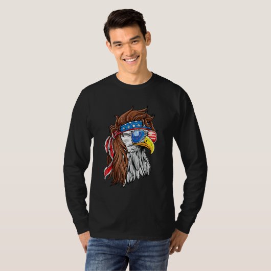 Patriotic Bald Eagle Mullet Verenigde Staten Ameri T-shirt (Voorkant volledig)