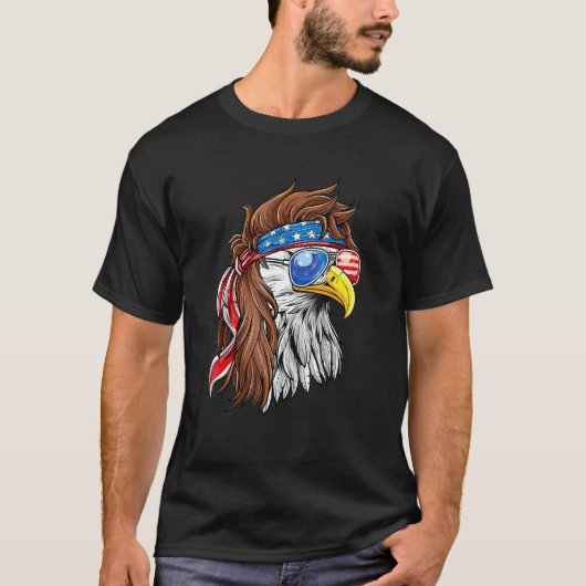 Patriotic Bald Eagle Mullet Verenigde Staten Ameri T-shirt (Voorkant)