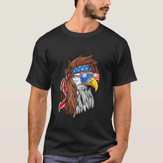 Patriotic Bald Eagle Mullet Verenigde Staten Ameri T-shirt (Voorkant)