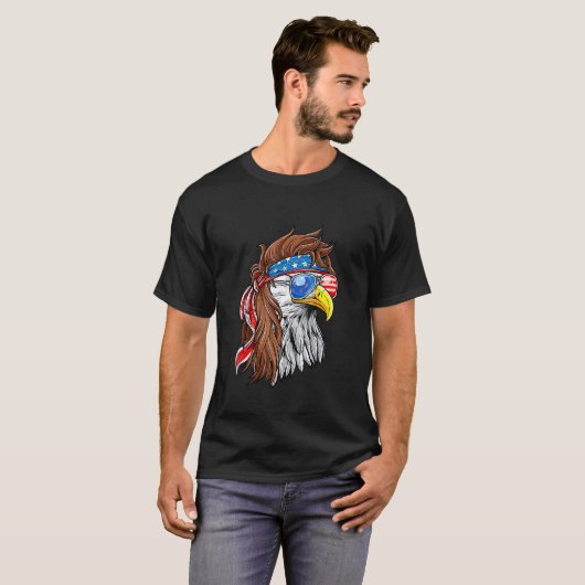 Patriotic Bald Eagle Mullet Verenigde Staten Ameri T-shirt (Voorkant volledig)