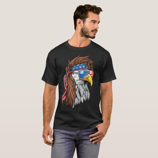 Patriotic Bald Eagle Mullet Verenigde Staten Ameri T-shirt (Voorkant volledig)