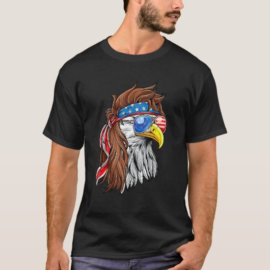 Patriotic Bald Eagle Mullet Verenigde Staten Ameri T-shirt (Voorkant)