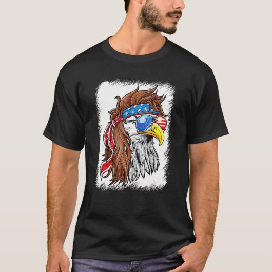 Patriotic Bald Eagle Mullet Verenigde Staten Ameri T-shirt (Voorkant)