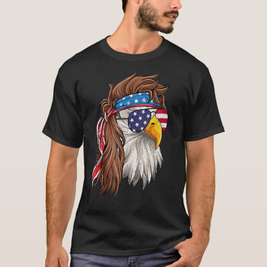Patriotic Bald Eagle Mullet Verenigde Staten Ameri T-shirt (Voorkant)
