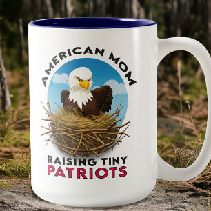 Patriotic Bald Eagle Nest Fierce American Mam USA Tweekleurige Koffiemok