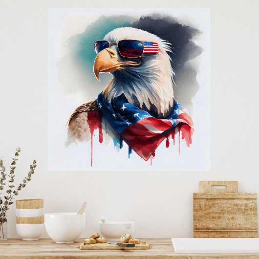 Patriotic Bald Eagle Poster (Keuken)