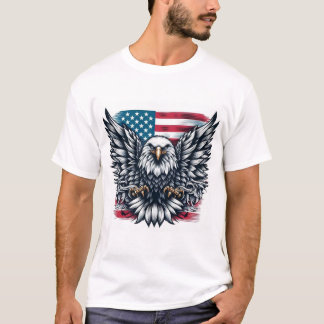 Patriotic Bald Eagle T-shirt met Amerikaanse vlag