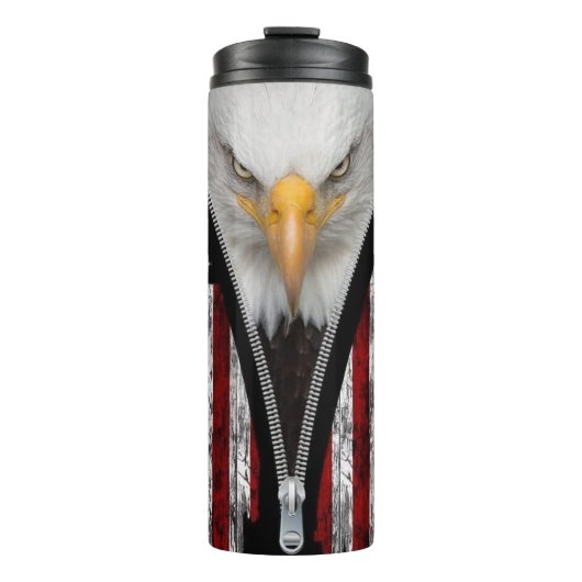 Patriotic Bald Eagle Zipper USA Vlag Thermosbeker (Voorkant)