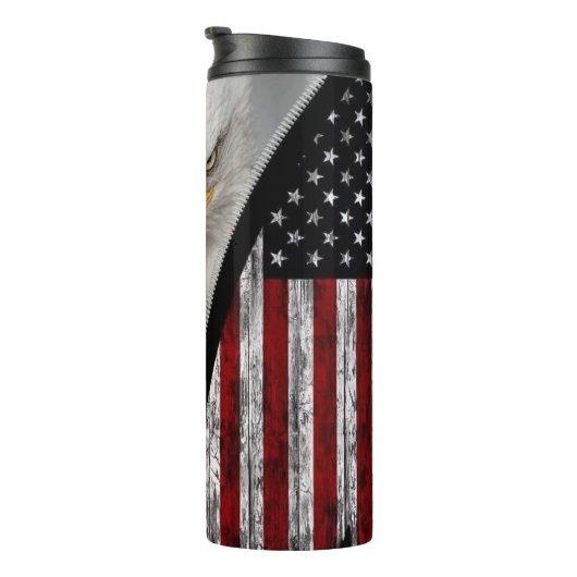 Patriotic Bald Eagle Zipper USA Vlag Thermosbeker (Geroteerd rechts)