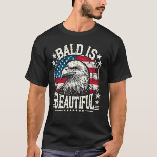 Patriotic Bald is Beautiful Eagle op 4 juli in de T-shirt