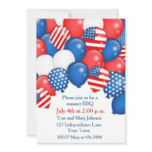 Patriotic Balloons Holiday Invitation