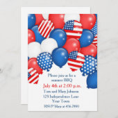 Patriotic Balloons Holiday Invitation Kaart (Voorkant / Achterkant)
