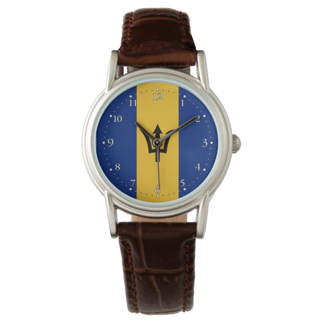 Patriotic Barbados Flag Horloge (Voorkant)