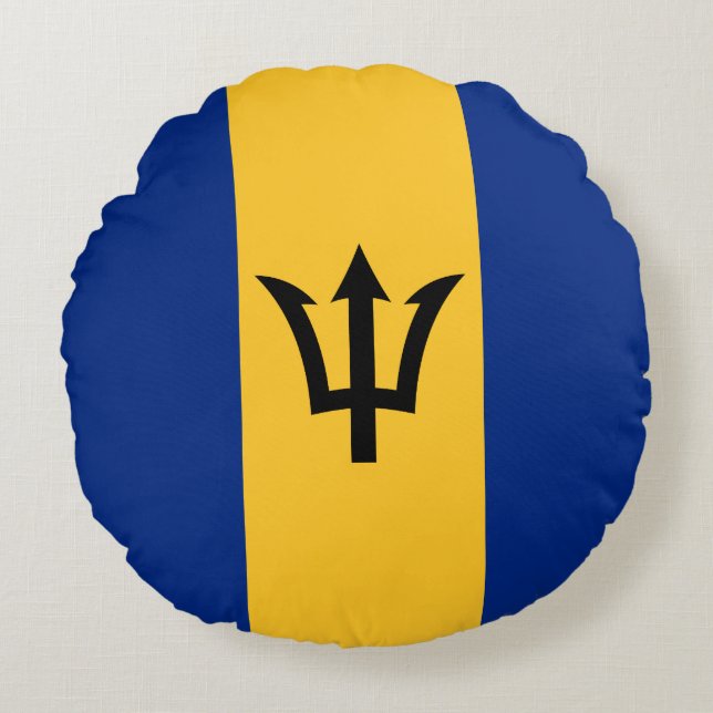 Patriotic Barbados Flag Rond Kussen (Voorkant)