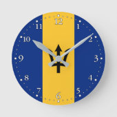 Patriotic Barbados Flag Ronde Klok (Voorkant)