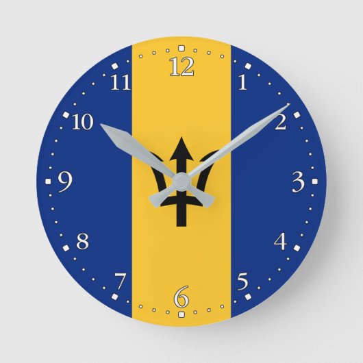 Patriotic Barbados Flag Ronde Klok (Voorkant)