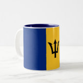 Patriotic Barbados Flag Tweekleurige Koffiemok (Voorkant links)