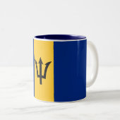 Patriotic Barbados Flag Tweekleurige Koffiemok (Voorkant rechts)