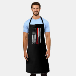 Patriotic Barbecue Large Black Apron Schort