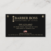 Patriotic Barber Shop Zwart en Goud Visitekaartje (Voorkant)