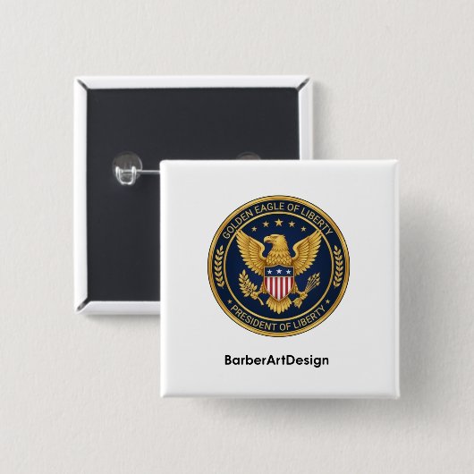 Patriotic Barber Unity Shield - Professional Round Vierkante Button 5,1 Cm (Voorkant /achterkant)