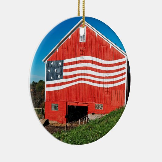 Patriotic Barn Keramisch Ornament (Rechts)