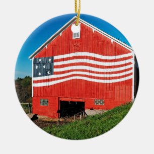 Patriotic Barn Keramisch Ornament