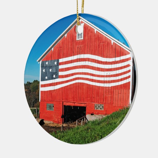 Patriotic Barn Keramisch Ornament (Links)