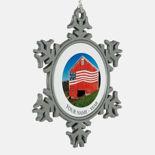 Patriotic Barn Tin Sneeuwvlok Ornament (Links)