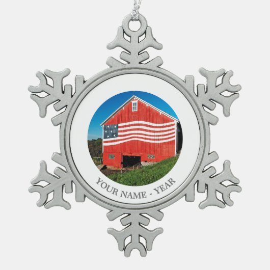 Patriotic Barn Tin Sneeuwvlok Ornament (Voorkant)