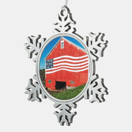 Patriotic Barn Tin Sneeuwvlok Ornament (Rechts)