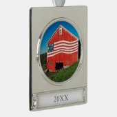 Patriotic Barn Verzilverd Banner Ornament (Rechts)