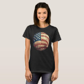 Patriotic Baseball 4th Of July USA American Flag T-shirt (Voorkant volledig)