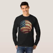 Patriotic Baseball 4th Of July USA American Flag T-shirt (Voorkant volledig)