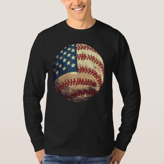 Patriotic Baseball 4th Of July USA American Flag T-shirt (Voorkant)