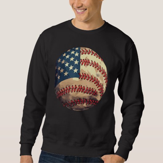 Patriotic Baseball 4th Of July USA American Flag Trui (Voorkant)